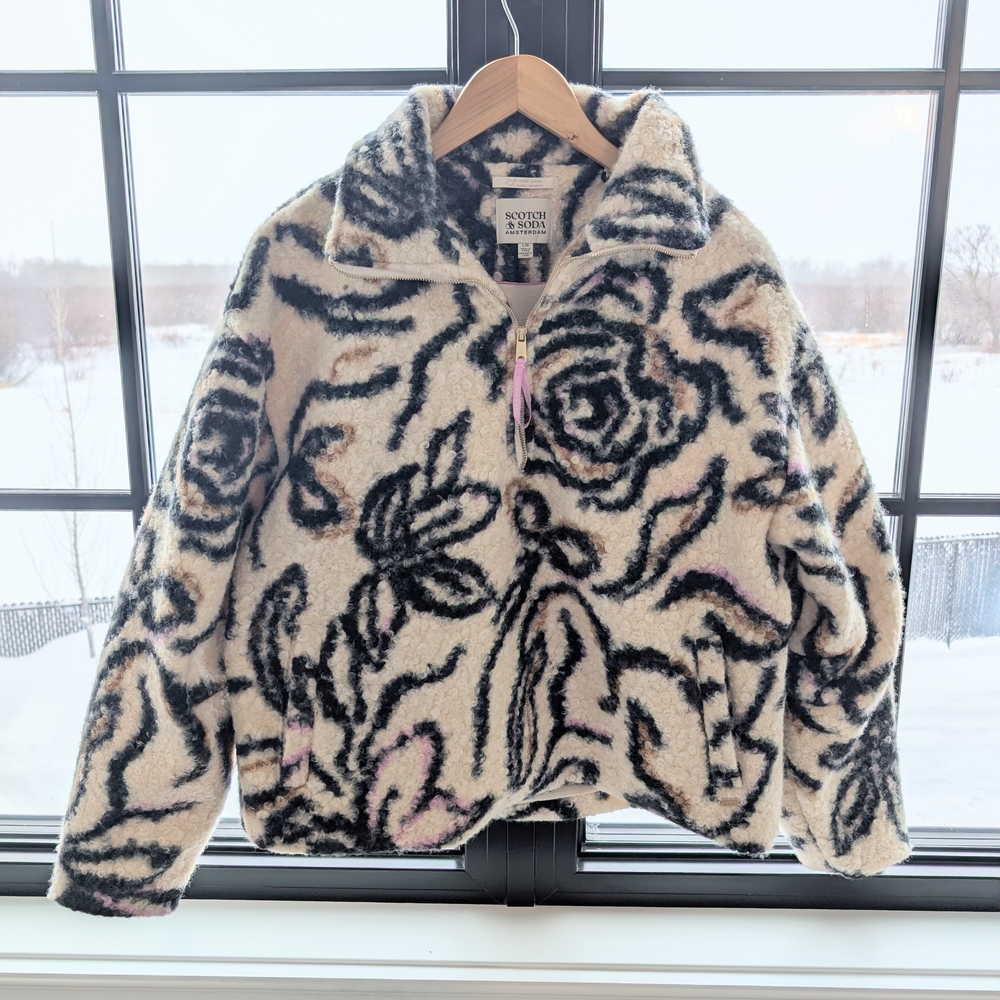NWT Scotch & Soda Patterned Fleece Jacket/Sweater Pullover